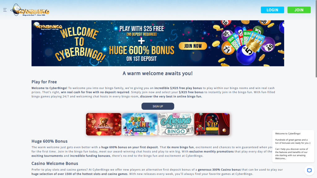 CyberBingo Free Bonus